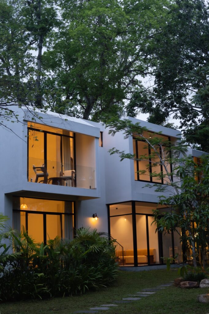 The Benison boutique hotel architecture at dusk